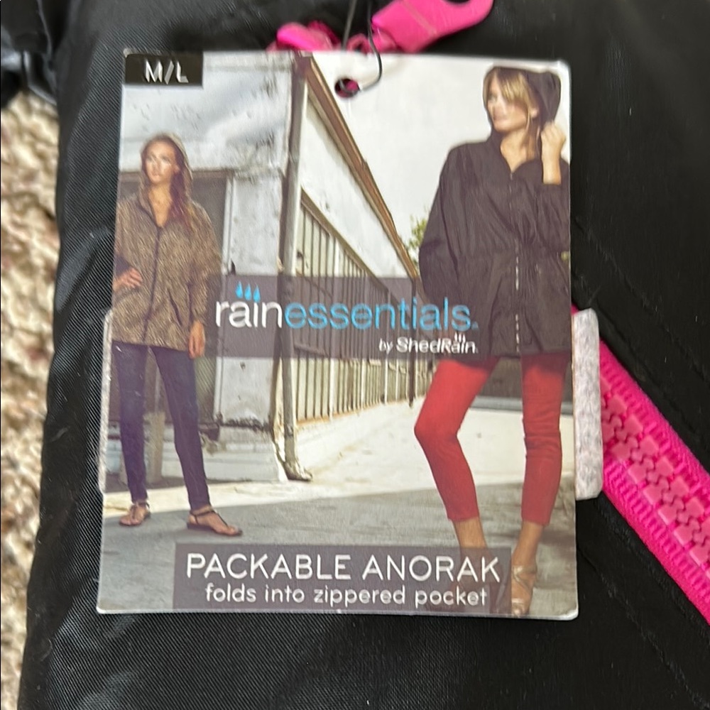 Rainessentials Black Packable Anorak
